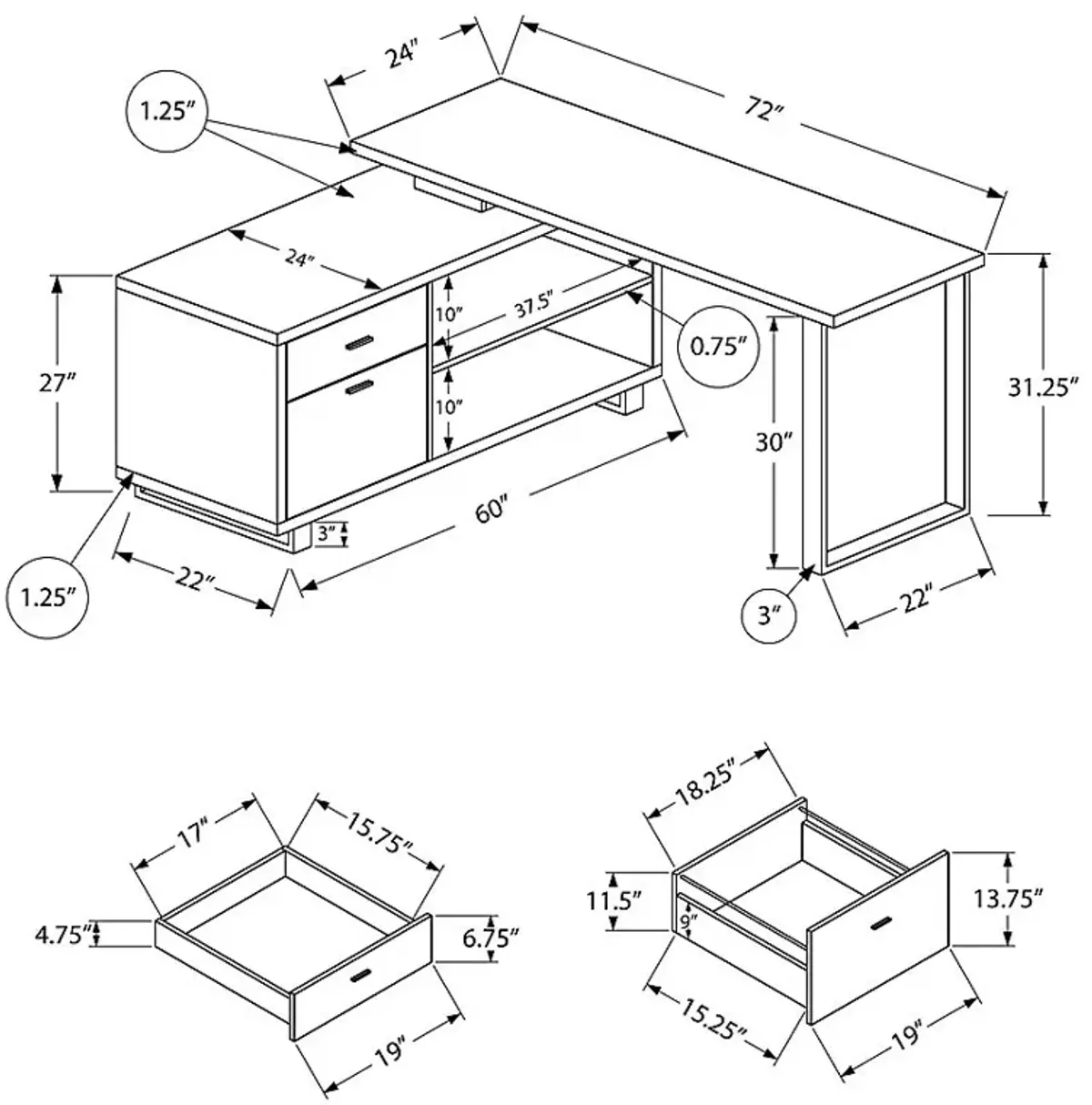 Winfair Brown Desk