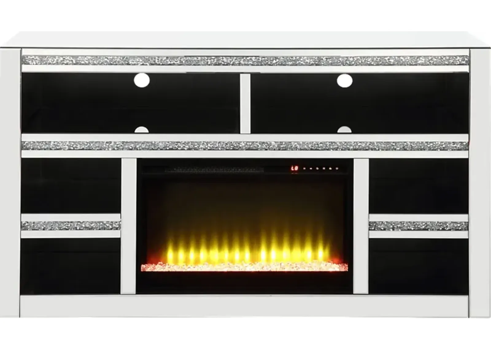 Broadhale Silver 59 in. Console, With Electric Fireplace