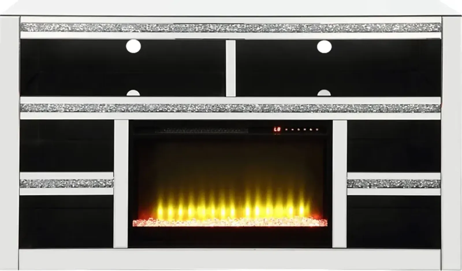 Broadhale Silver 59 in. Console, With Electric Fireplace