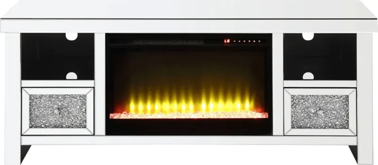 Bromwick Silver 59 in. Console, With Electric Fireplace