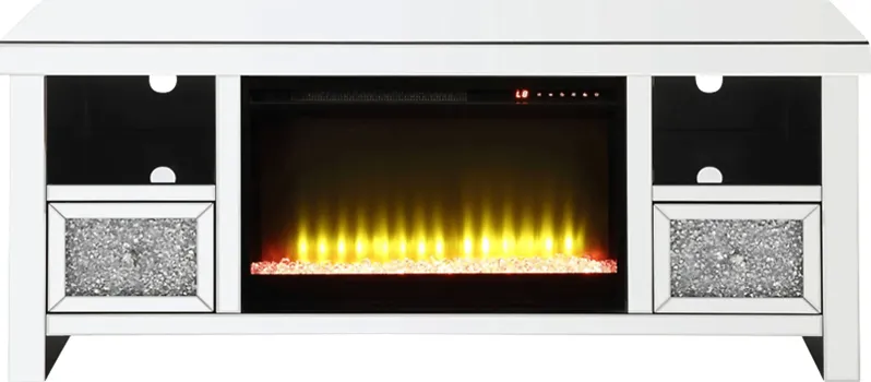 Bromwick Silver 59 in. Console, With Electric Fireplace