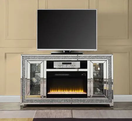 Bronzewing Silver 59 in. Console, With Electric Fireplace