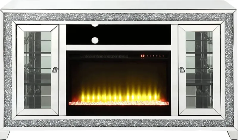 Bronzewing Silver 59 in. Console, With Electric Fireplace