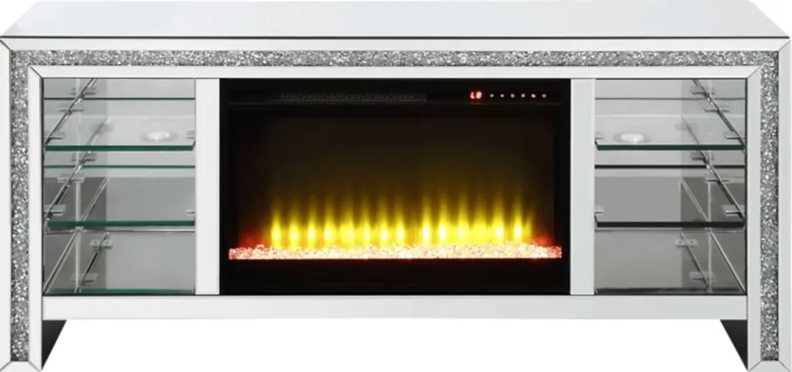 Brookchase Silver 59 in. Console, With Electric Fireplace