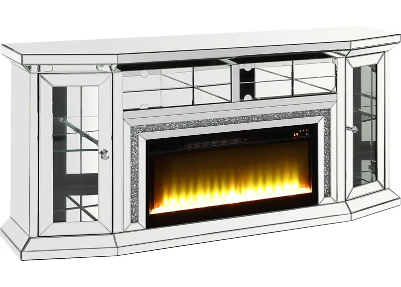 Canterchase Silver 67 in Console, With Electric Fireplace