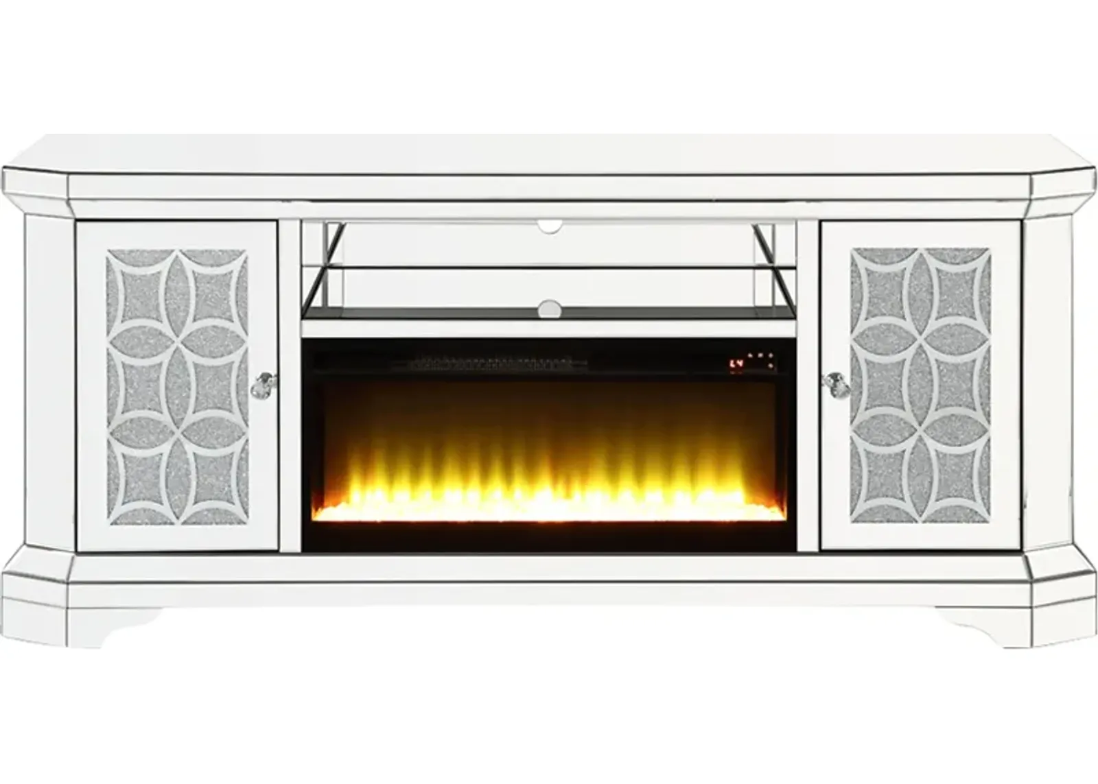 Carlingford Silver 67 in. Console, With Electric Fireplace