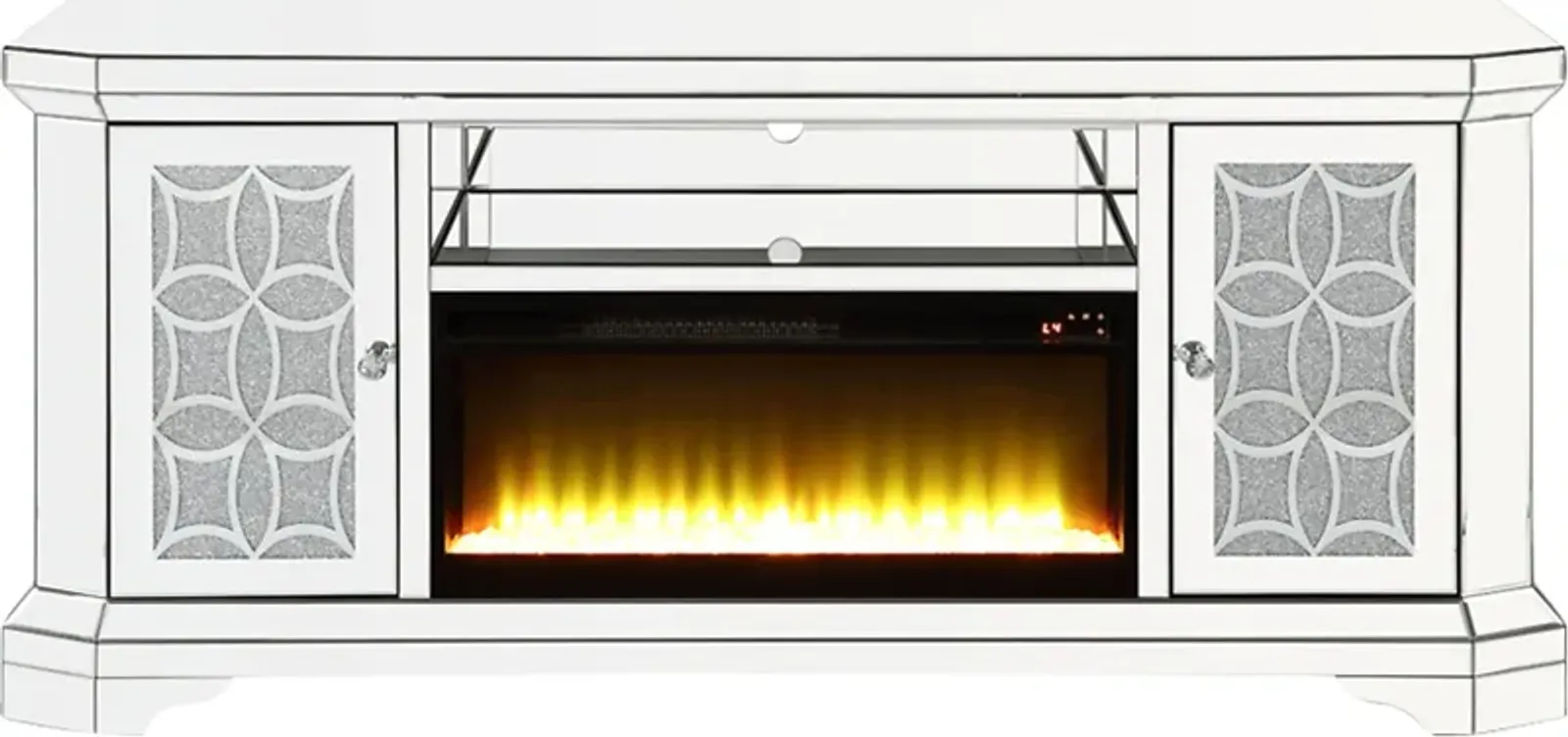 Carlingford Silver 67 in. Console, With Electric Fireplace