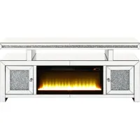 Cawthorn SIlver 63 in. Console, With Electric Fireplace