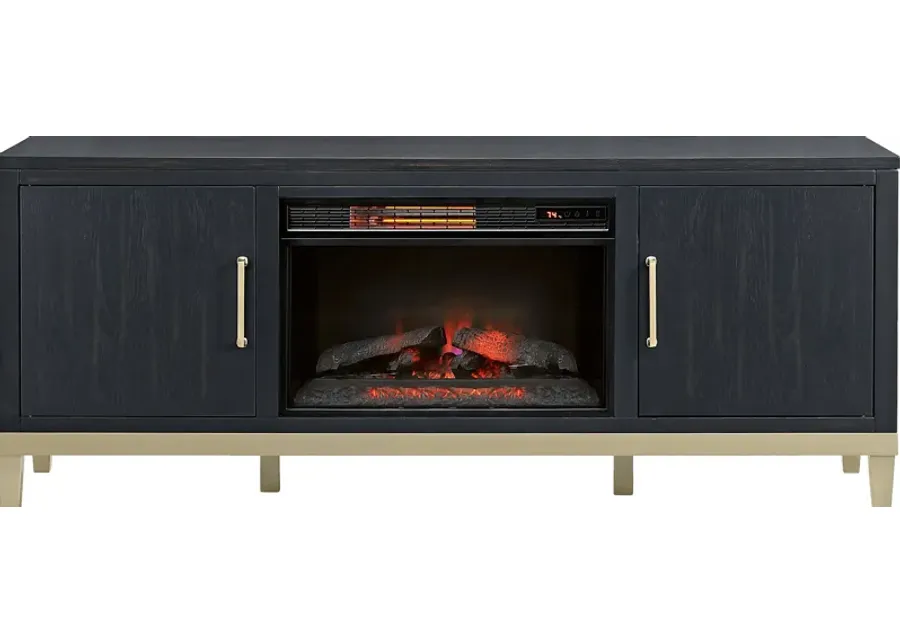 Dunuggan Black 70 in. Console with Electric Fireplace