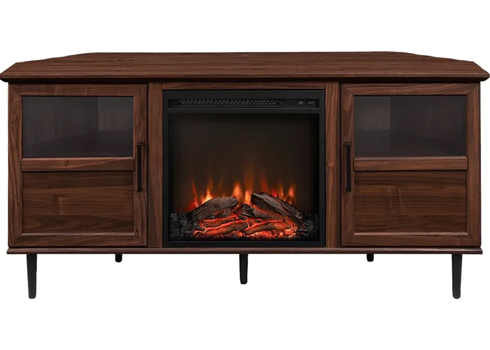 Pavona Walnut 54 in. Console, With Electric Fireplace