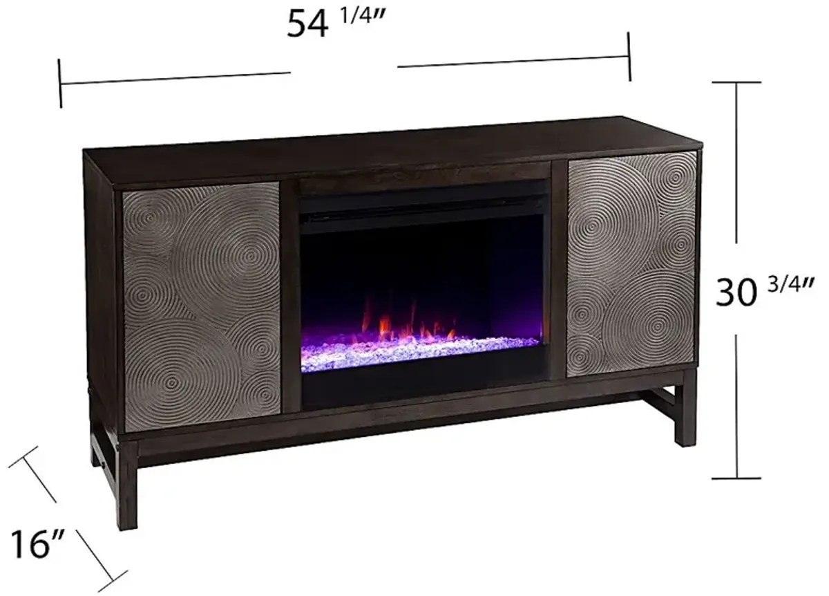 Lysander I Brown 54 in. Console, With Color Changing Electric Fireplace