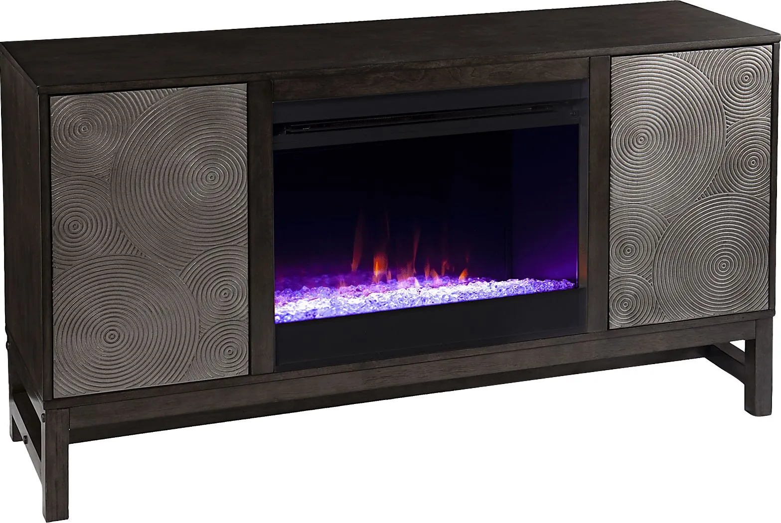 Lysander I Brown 54 in. Console, With Color Changing Electric Fireplace