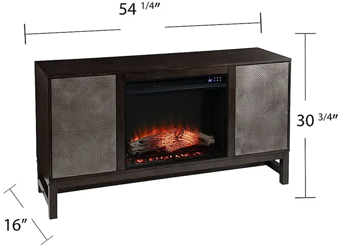 Lysander IV Brown 54 in. Console, With Touch Panel Electric Log Fireplace