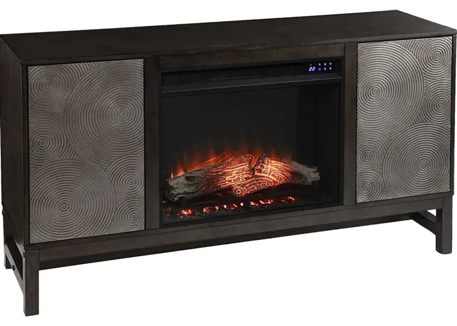 Lysander IV Brown 54 in. Console, With Touch Panel Electric Log Fireplace