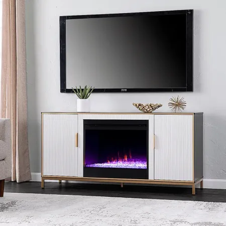 Rascher I White 54 in. Console, With Color Changing Electric Fireplace