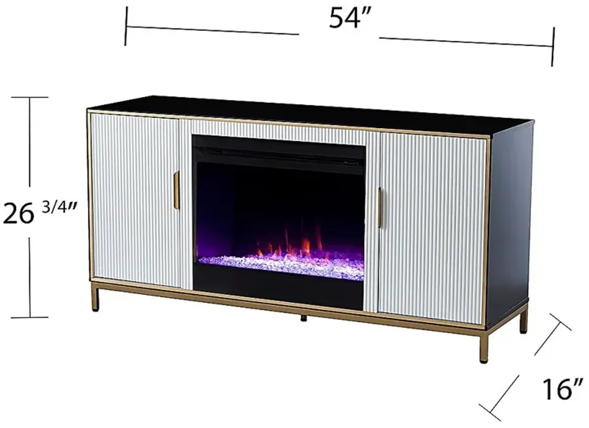 Rascher I White 54 in. Console, With Color Changing Electric Fireplace