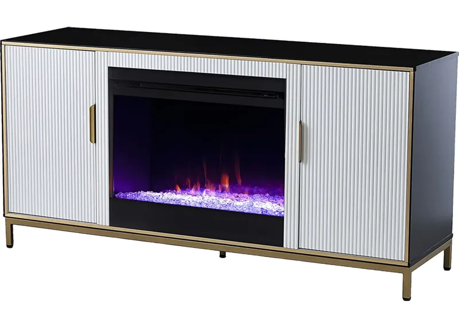 Rascher I White 54 in. Console, With Color Changing Electric Fireplace