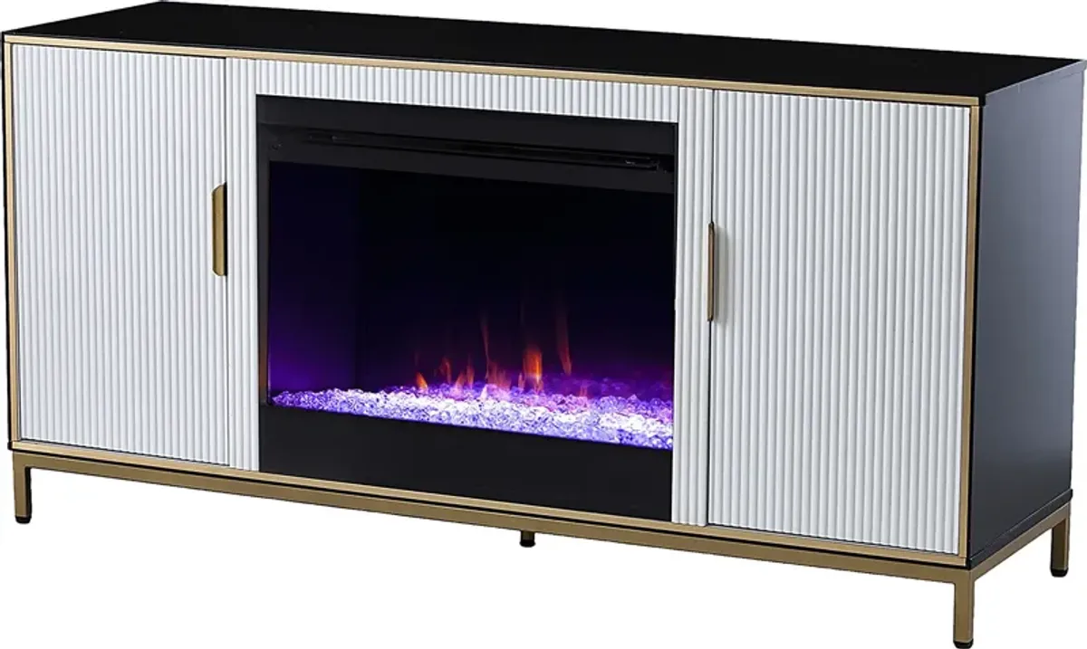 Rascher I White 54 in. Console, With Color Changing Electric Fireplace