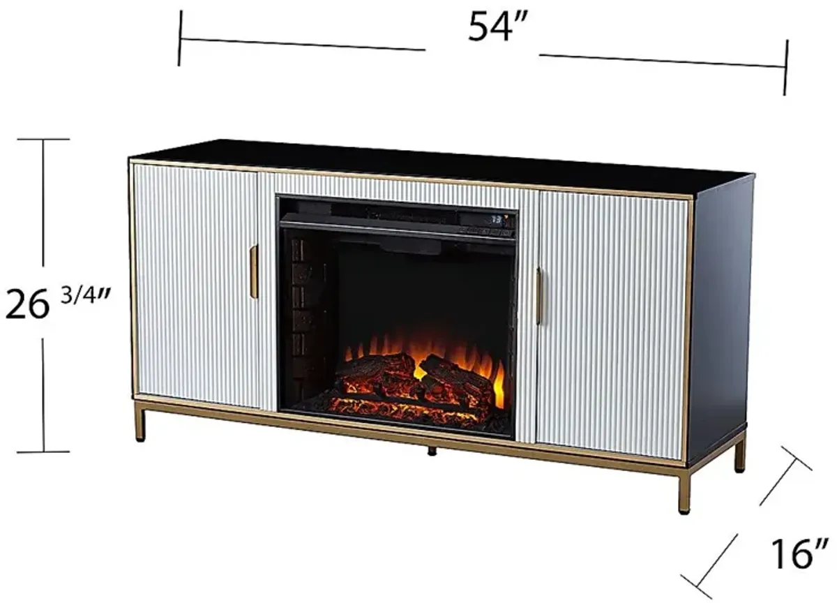 Rascher II White 54 in. Console, With Electric Fireplace