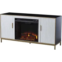 Rascher II White 54 in. Console, With Electric Fireplace