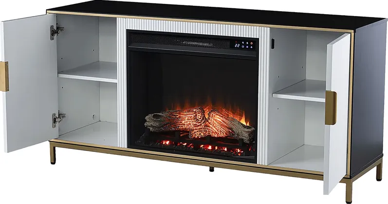 Rascher IV White 54 in. Console, With Touch Panel Electric Fireplace