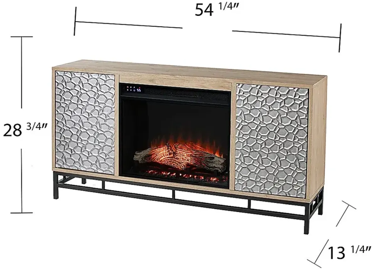 Angevine IV Natural 54 in. Console, With Touch Panel Electric Fireplace