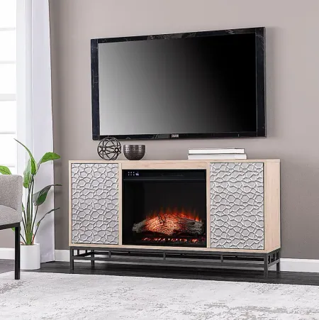 Angevine IV Natural 54 in. Console, With Touch Panel Electric Fireplace