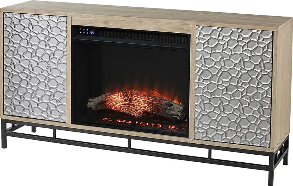 Angevine IV Natural 54 in. Console, With Touch Panel Electric Fireplace