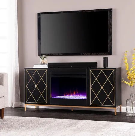 Tattershal I Black 58 in. Console, With Color Changing Electric Fireplace