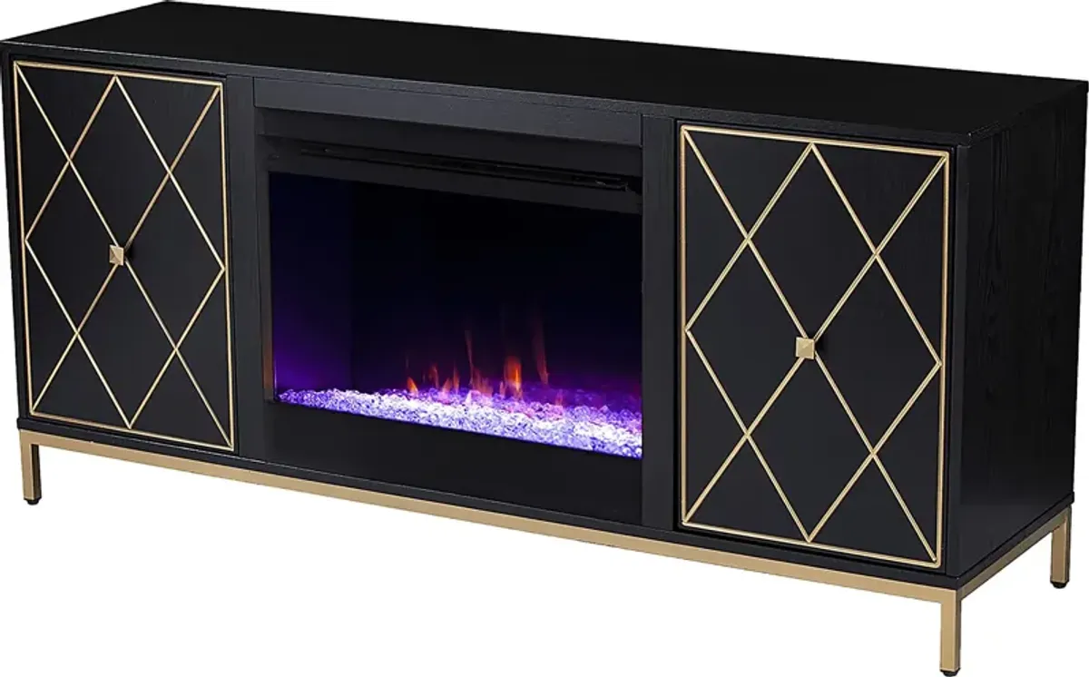 Tattershal I Black 58 in. Console, With Color Changing Electric Fireplace