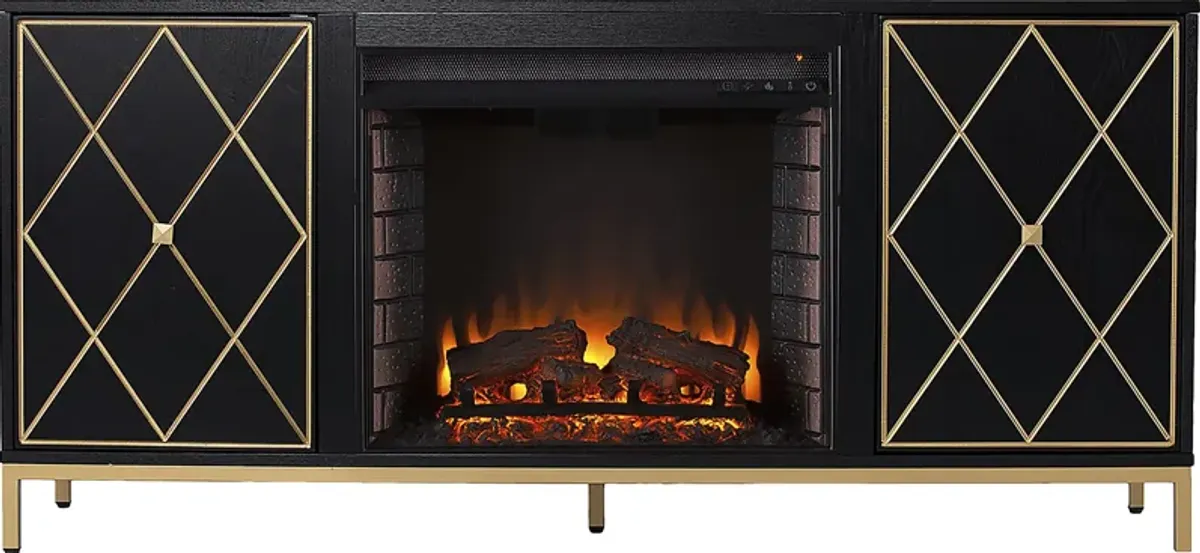 Tattershal II Black 58 in. Console, With Electric Fireplace