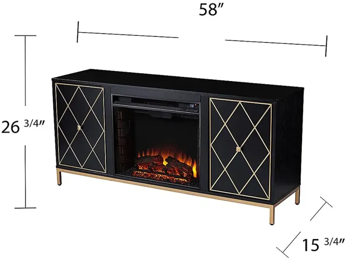 Tattershal II Black 58 in. Console, With Electric Fireplace