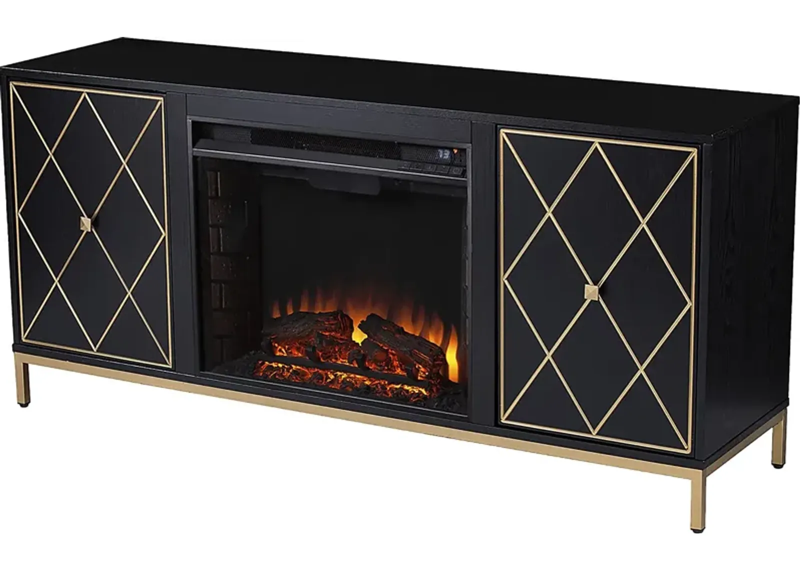 Tattershal II Black 58 in. Console, With Electric Fireplace