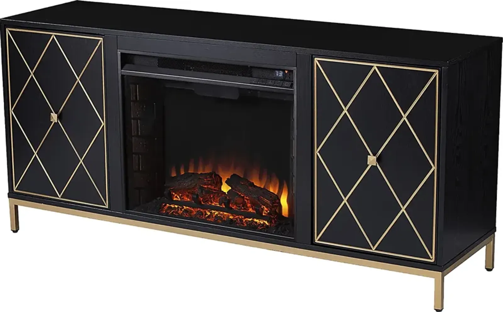 Tattershal II Black 58 in. Console, With Electric Fireplace