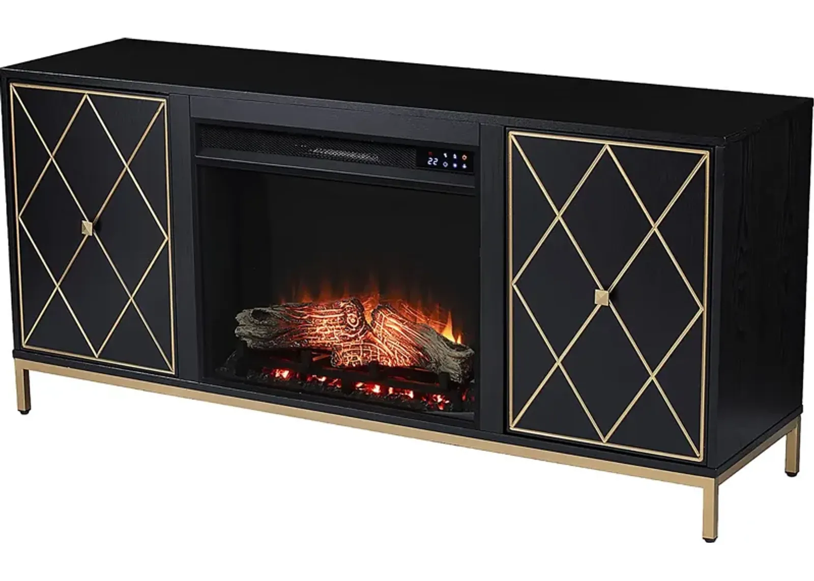 Tattershal IV Black 58 in. Console, With Touch Panel Electric Fireplace