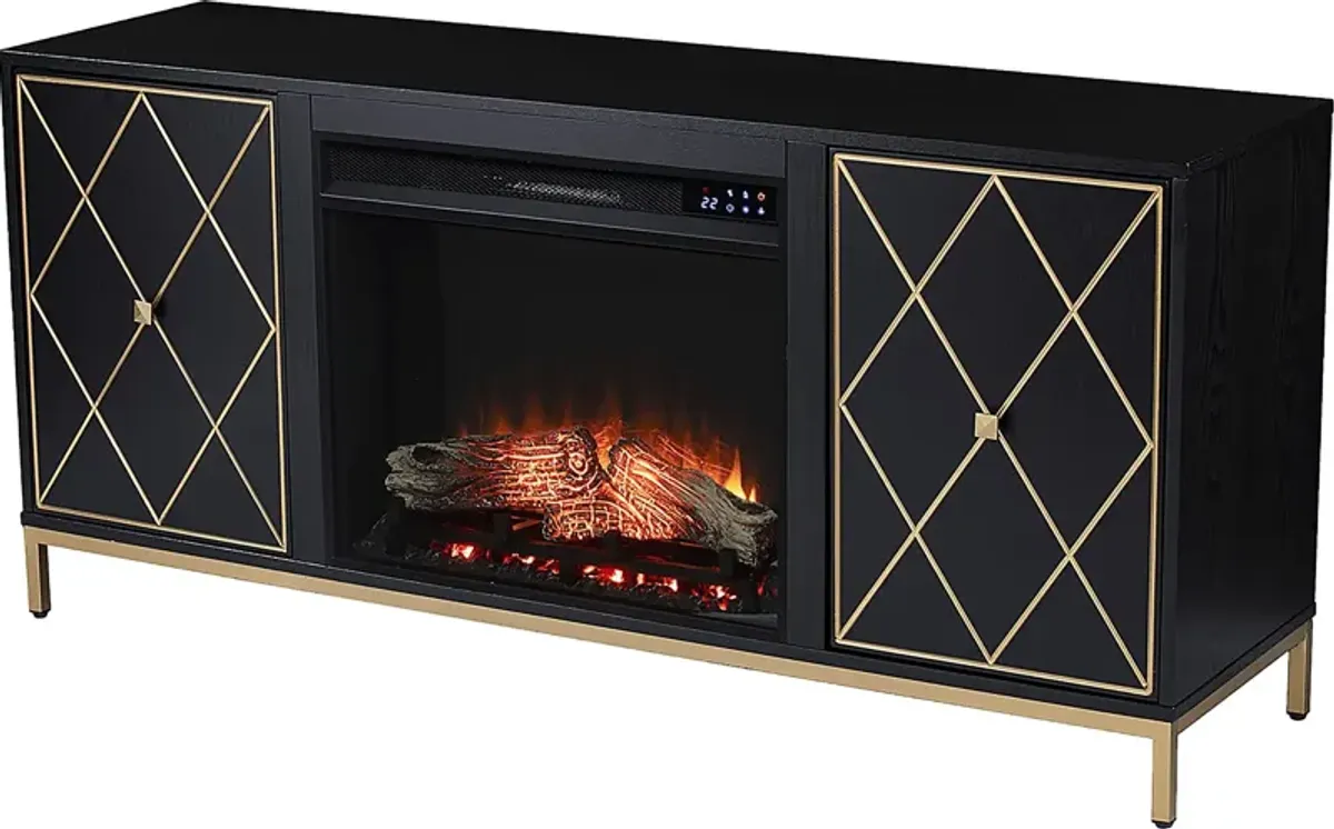 Tattershal IV Black 58 in. Console, With Touch Panel Electric Fireplace