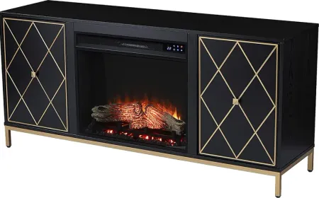 Tattershal IV Black 58 in. Console, With Touch Panel Electric Fireplace