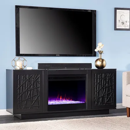 Cannonwolde I Black 60 in. Console, With Color Changing Electric Fireplace
