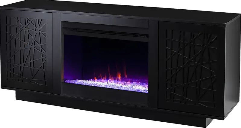 Cannonwolde I Black 60 in. Console, With Color Changing Electric Fireplace