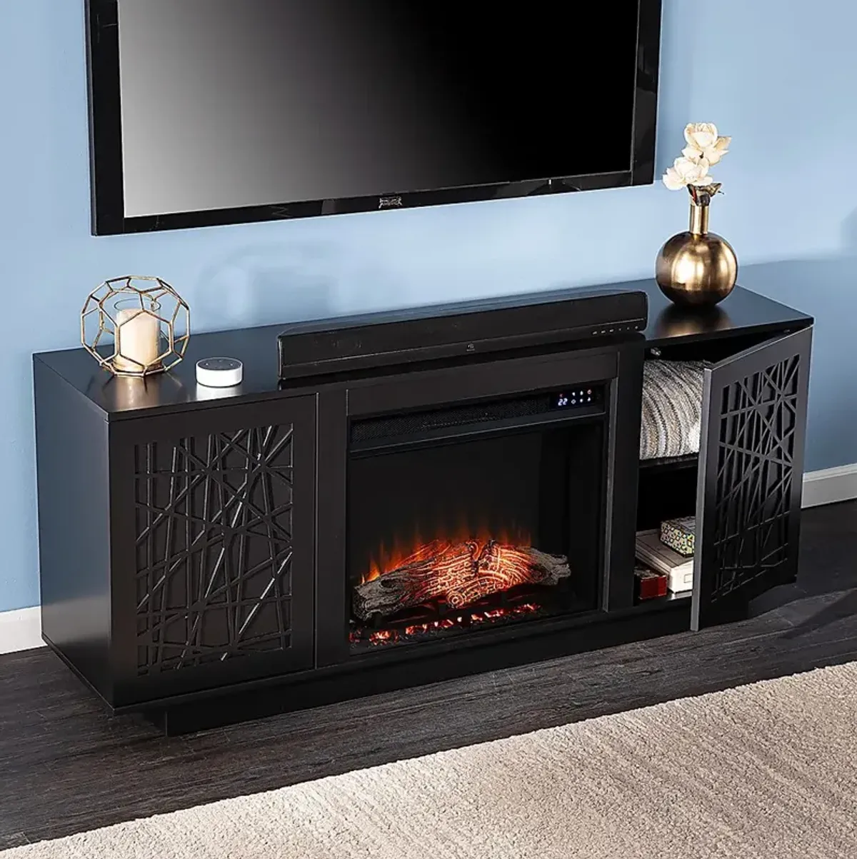 Cannonwolde IV Black 60 in. Console, With Touch Panel Electric Fireplace