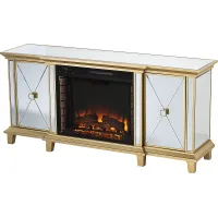 Tingdale II Gold 58 in. Console, With Electric Fireplace