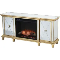 Tingdale IV Gold 58 in. Console, With Electric Fireplace