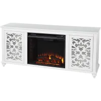 Allgehenny II White 58 in. Console With Electric Log Fireplace