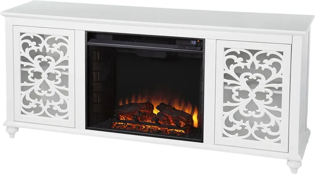 Allgehenny II White 58 in. Console With Electric Log Fireplace