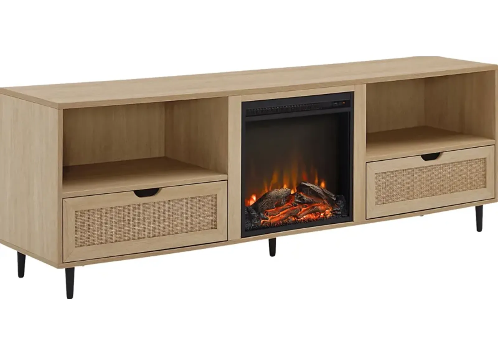 Sollway Oak 70 in. Console, With Electric Fireplace