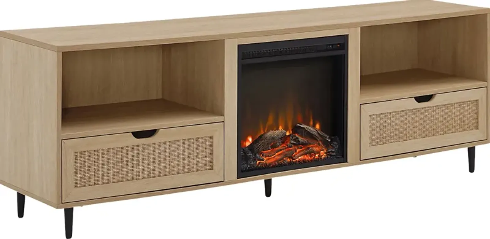 Sollway Oak 70 in. Console, With Electric Fireplace