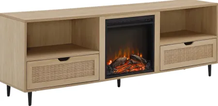 Sollway Oak 70 in. Console, With Electric Fireplace