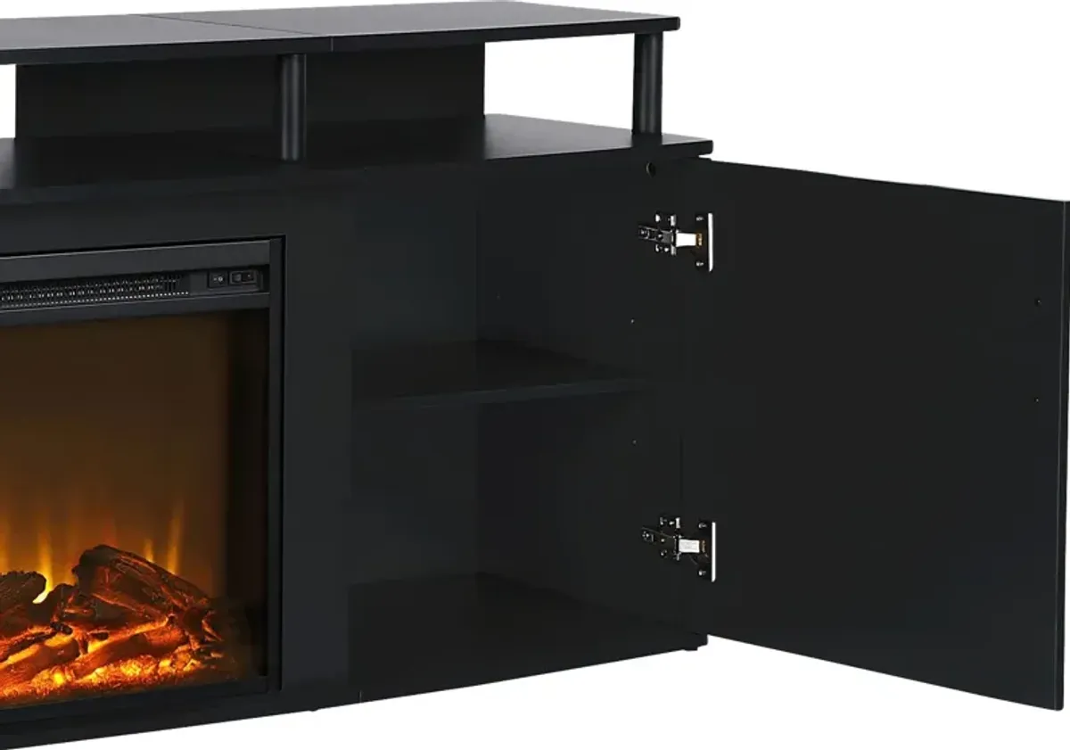 Alguire Black 63 in. Console with Electric Fireplace