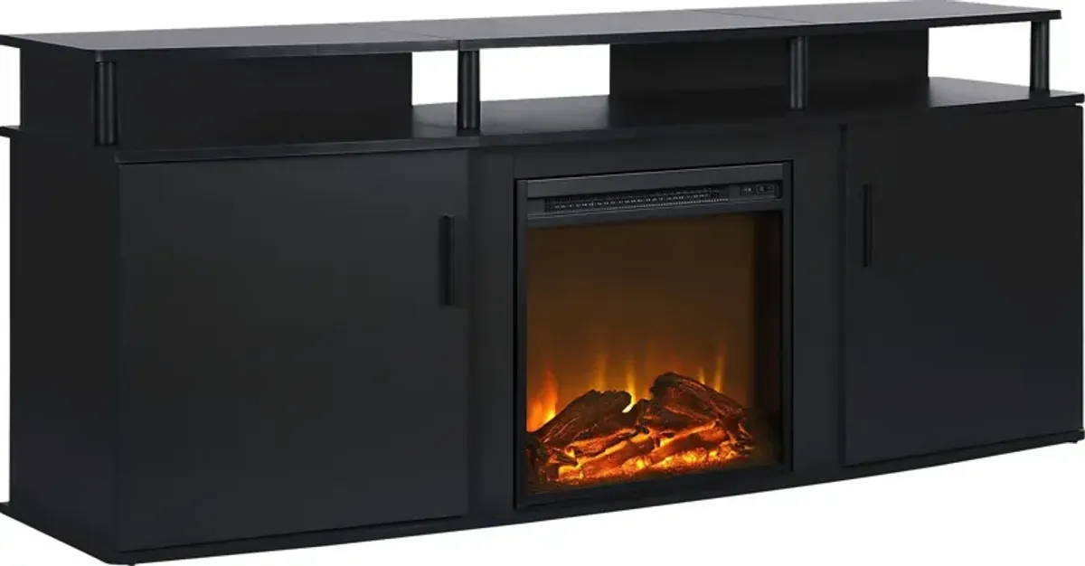 Alguire Black 63 in. Console with Electric Fireplace