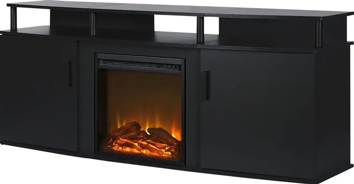 Alguire Black 63 in. Console with Electric Fireplace